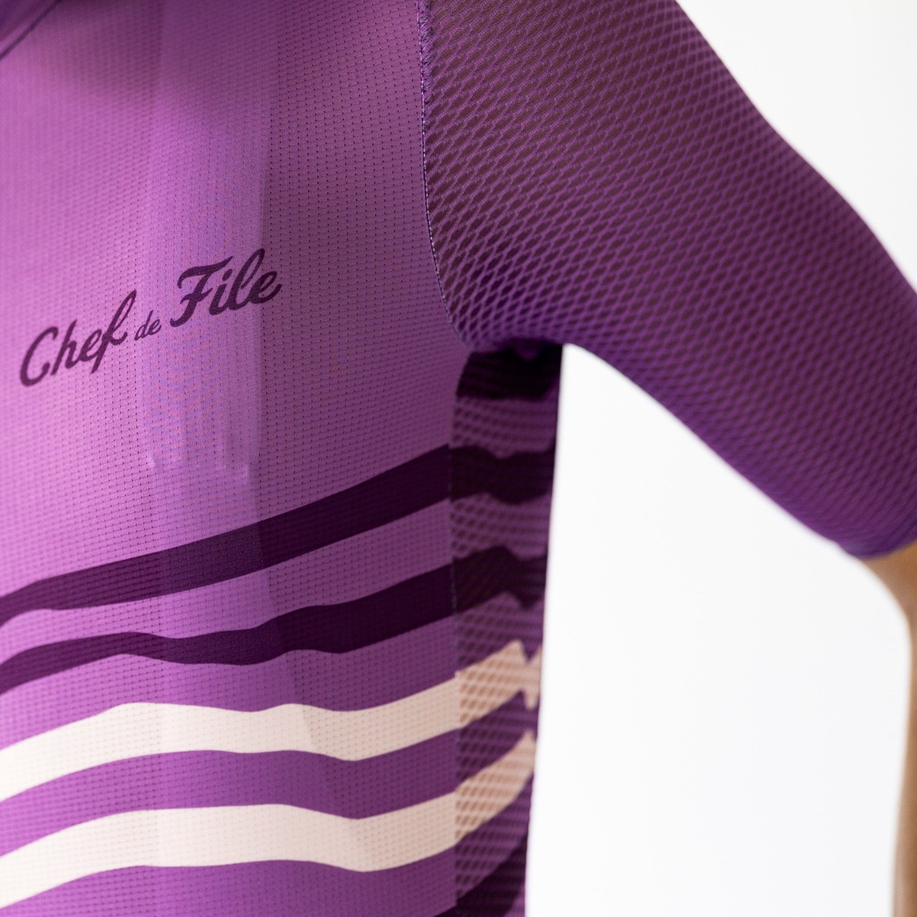 Maillot de vélo Chef de File collection signature marinière premium couleur violet rose