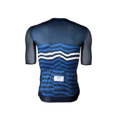 Maillot de vélo Chef de File collection signature marinière premium couleur bleu nuit