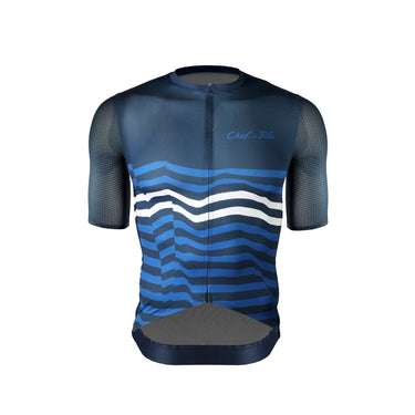 Maillot de vélo Chef de File collection signature marinière premium couleur bleu nuit